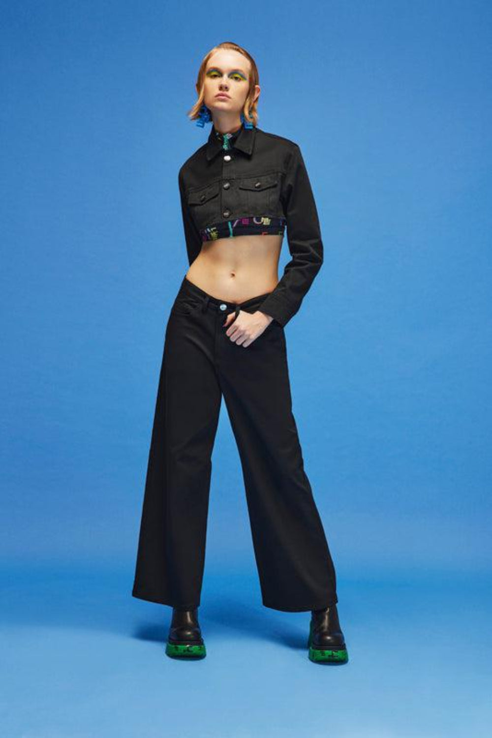 Ace Nayman-Sydney Black Printed Denim Pants-Kot Pantolon-1-fleurdirect.live