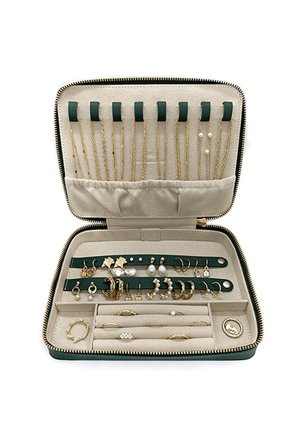 Aika Concept-Large Jewelry Bag Koyu Yeşil-Takı Çantası-2-fleurdirect.live