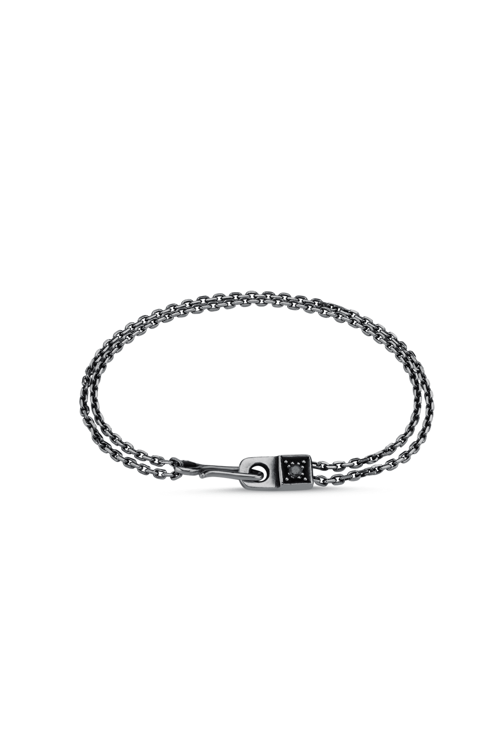 Aleyna Cebeci Jewelry-Arm In Arm Bileklik, Siyah Rodyum Kaplama Gümüş, Siyah Pırlanta-Bileklik-1-fleurdirect.live