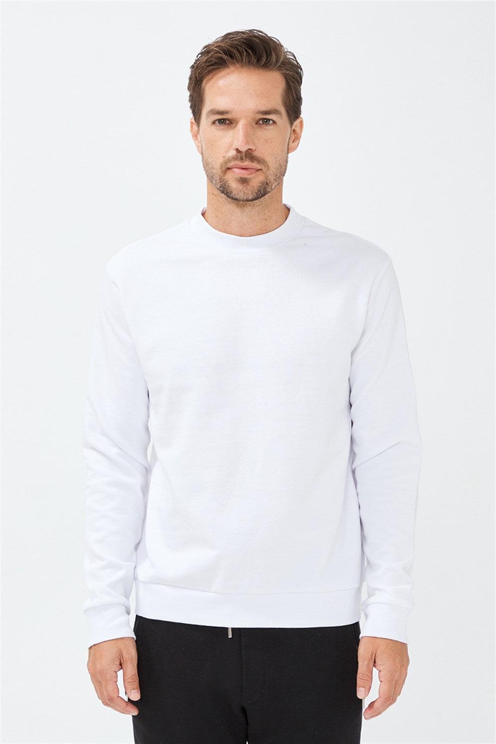 Allmur-Sycamore White Bisiklet Yaka Sweatshirt-Sweatshirts & Hoodies-1-fleurdirect.live