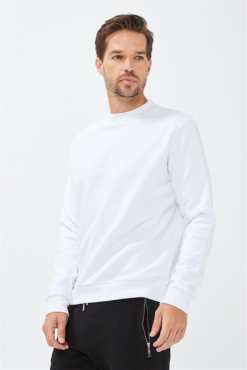 Allmur-Sycamore White Bisiklet Yaka Sweatshirt-Sweatshirts & Hoodies-3-fleurdirect.live
