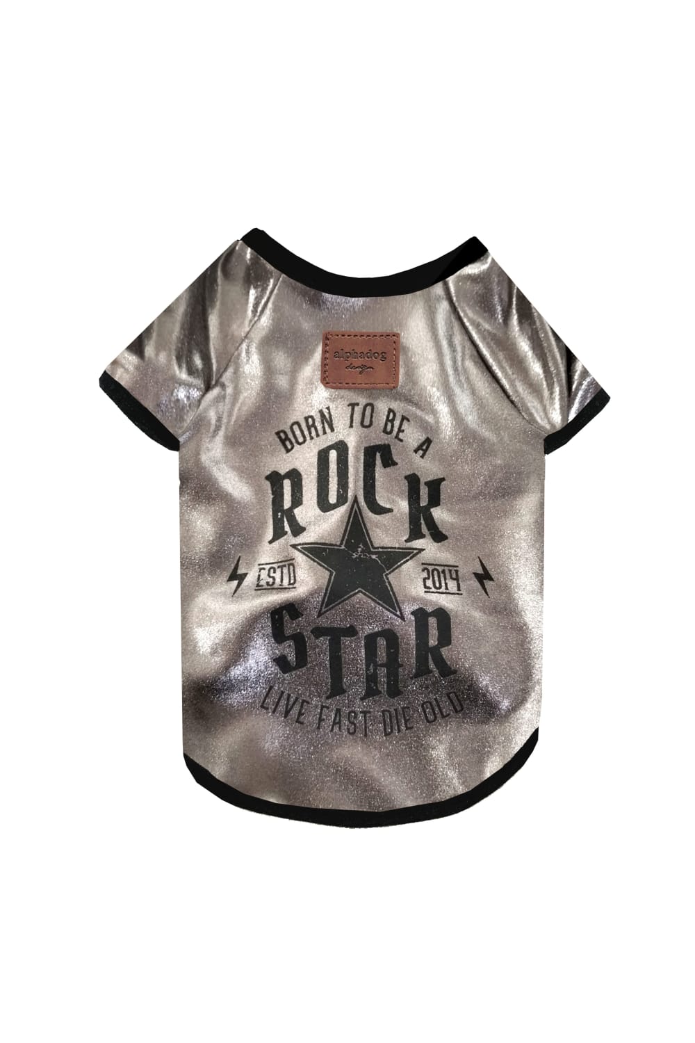 Alphadog Design-Rockstar Silver Pet Tshirt-Köpek-1-fleurdirect.live
