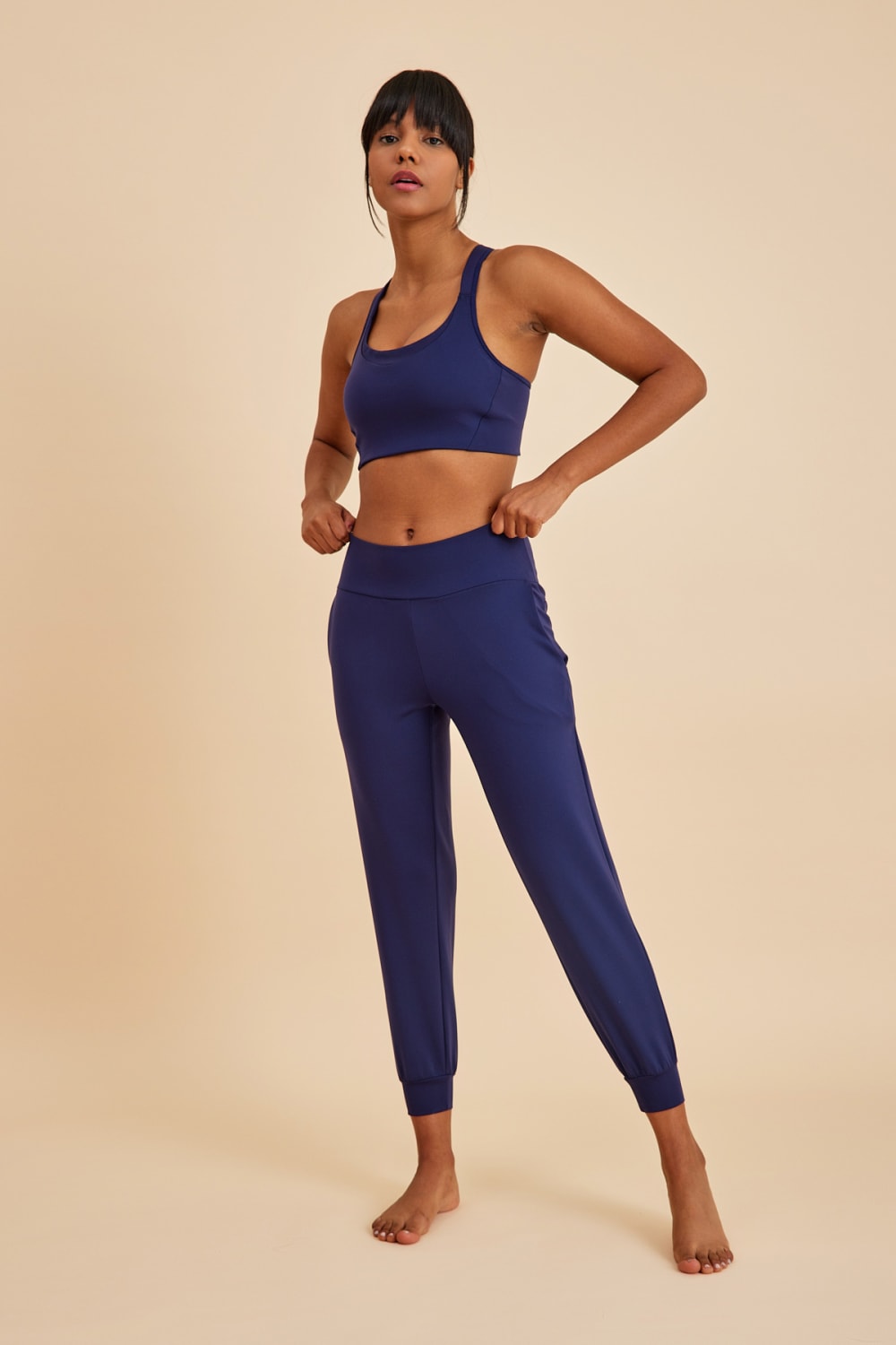 Amarelle-Sportive Lacivert Light Touch Bilekten Lastikli Jogger Eşofman Alt-Eşofman-5-fleurdirect.live