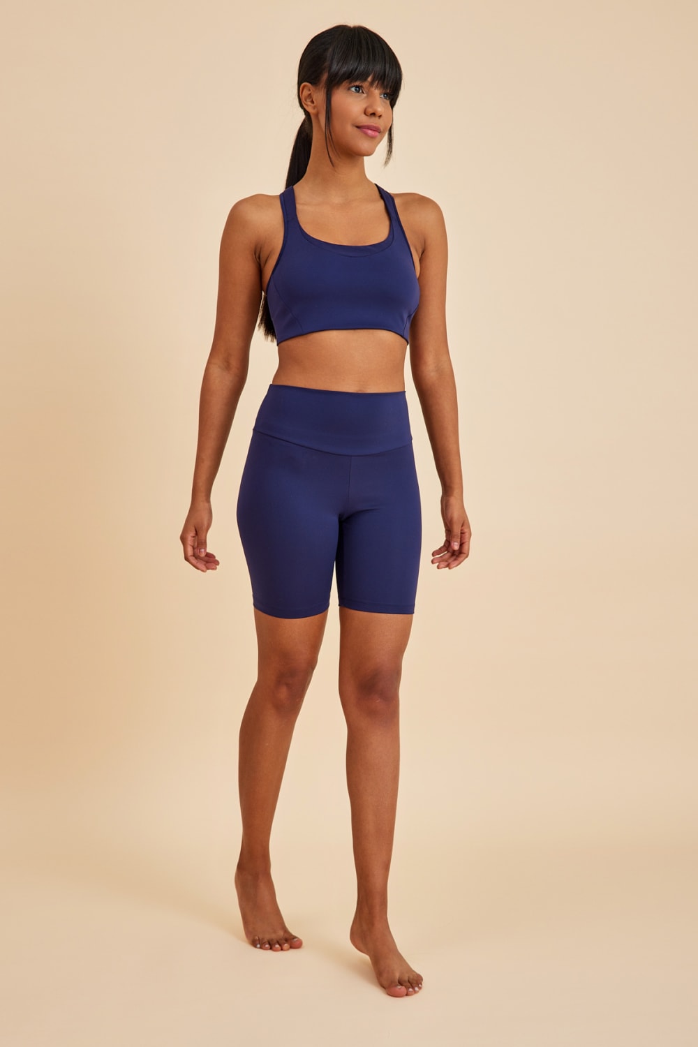 Amarelle-Sportive Lacivert Light Touch Kısa Toparlayıcı Spor Taytı-Activewear-4-fleurdirect.live