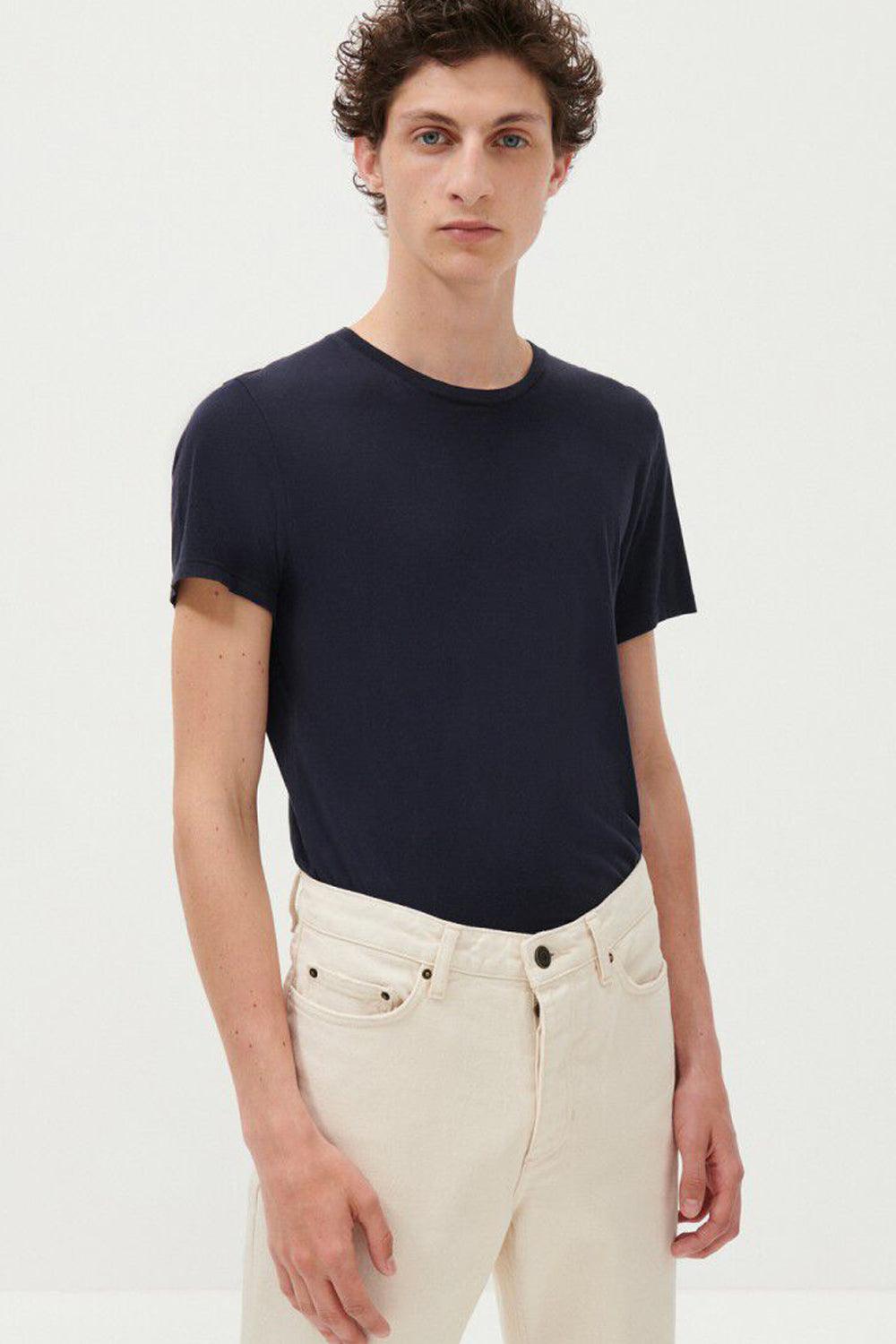 American Vintage-Decatur Navy T-shirt-T-Shirts-1-fleurdirect.live