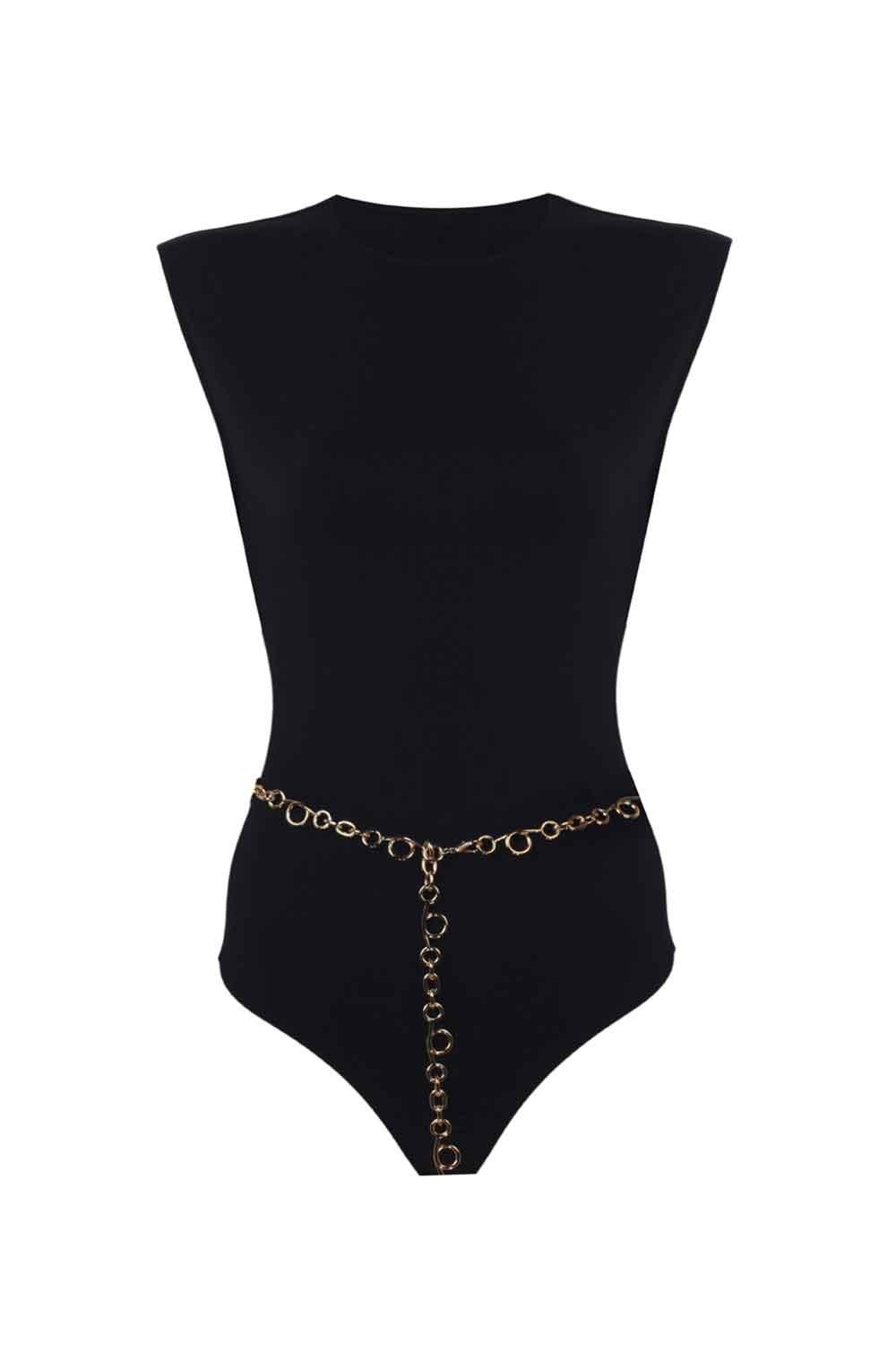 Anais & Margaux-Audrey Black Swimsuit with Chain-Bikini & Mayo-1-fleurdirect.live