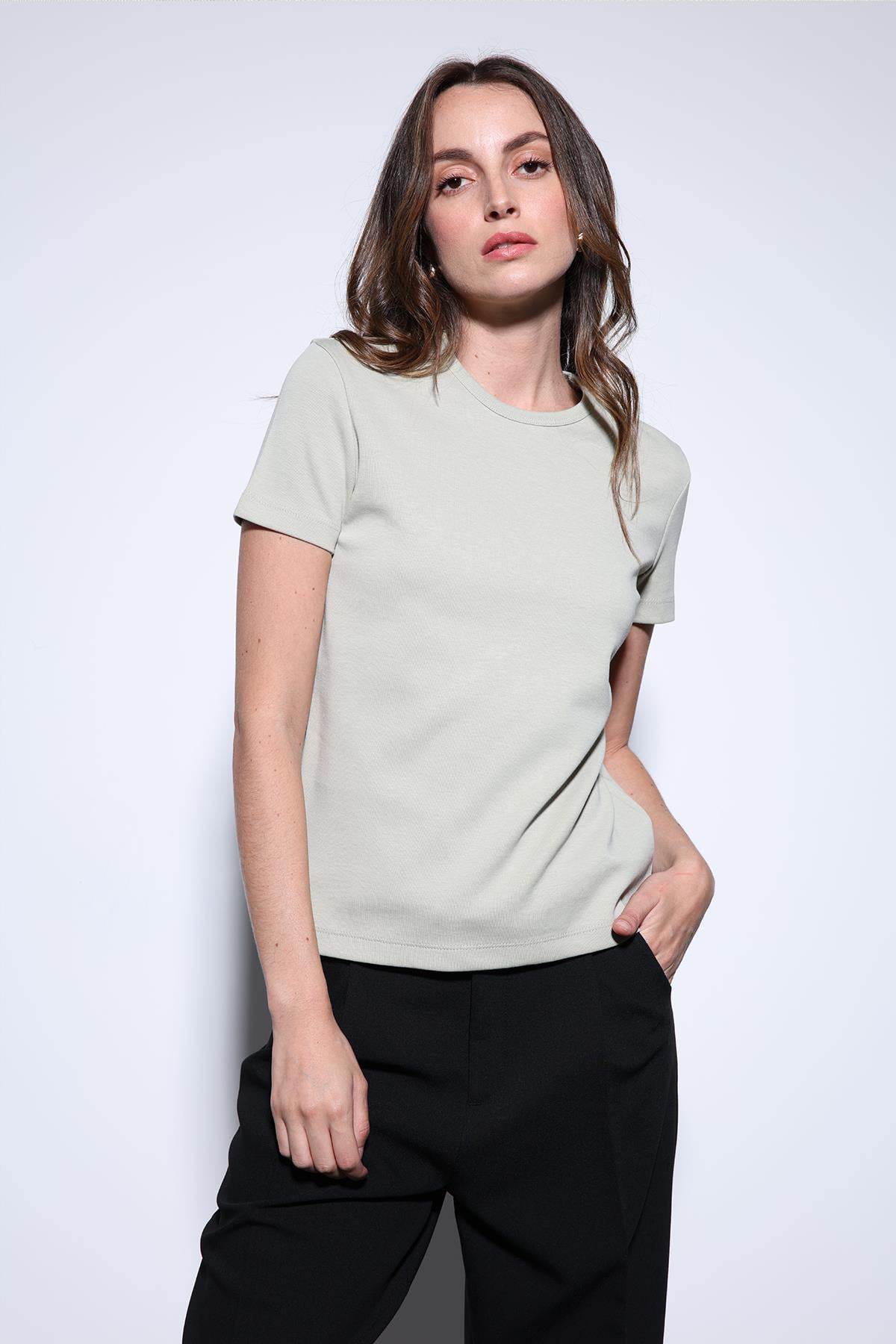 Antioch Açık Yeşil Basic Kadın T-Shirt