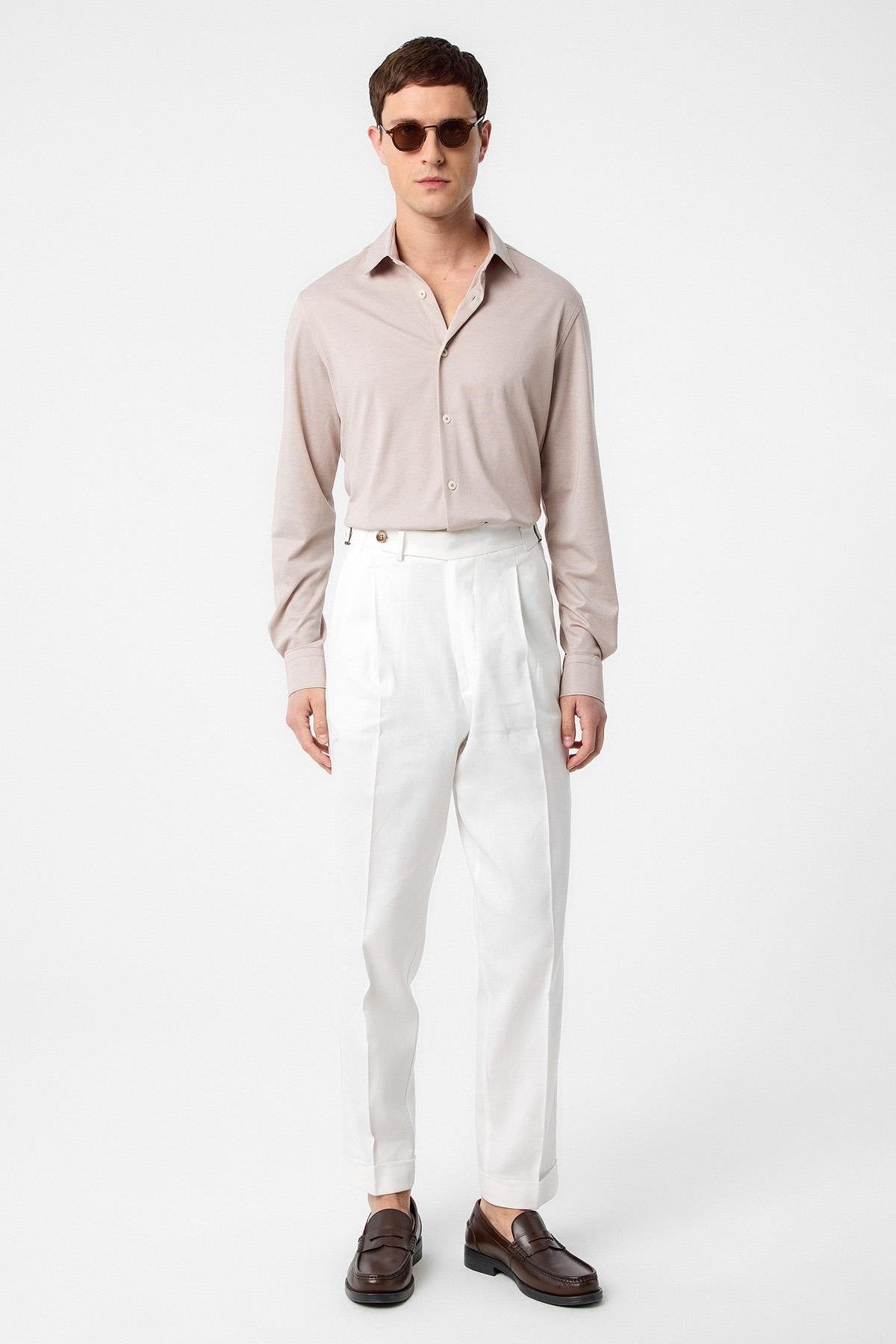 Antioch-Antioch Bej Slim Fit Erkek Gömlek-Gömlek-2-fleurdirect.live