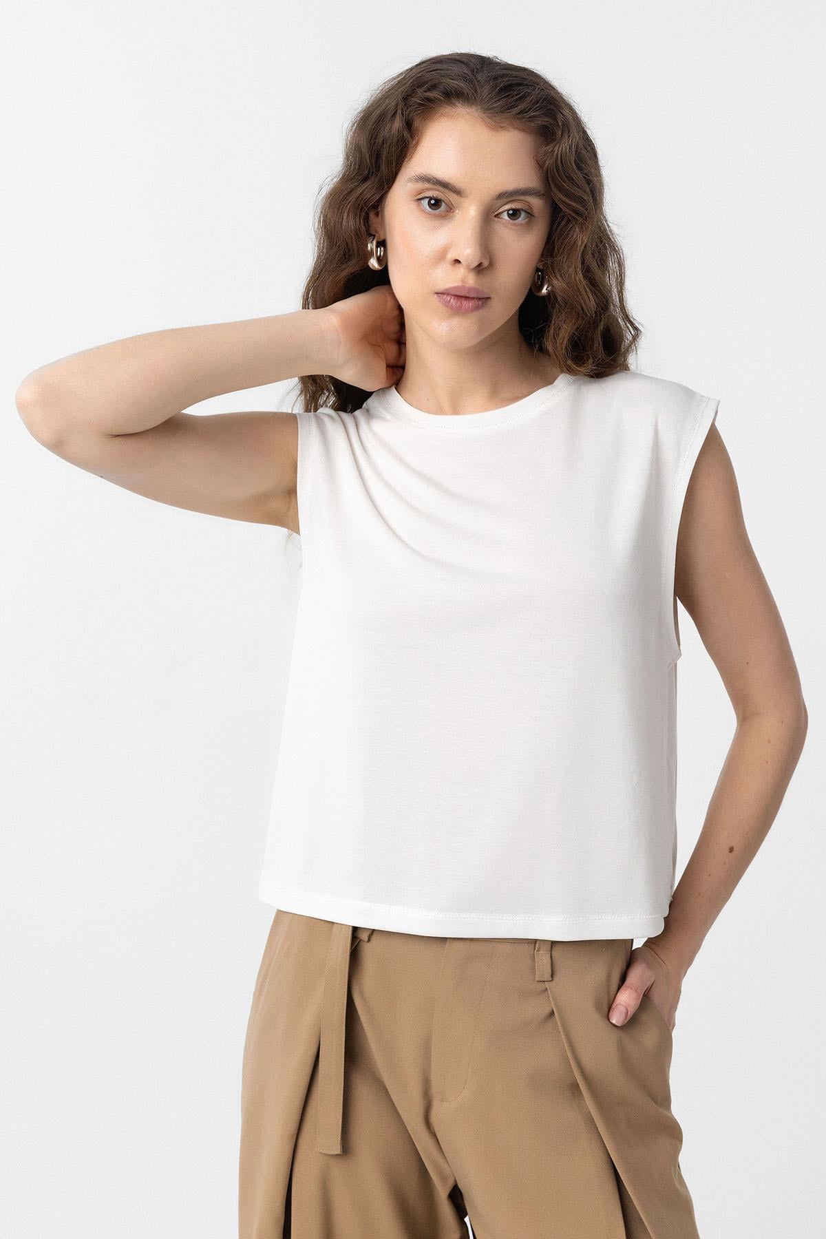 Antioch Beyaz Modal Kumaş Kadın T-Shirt
