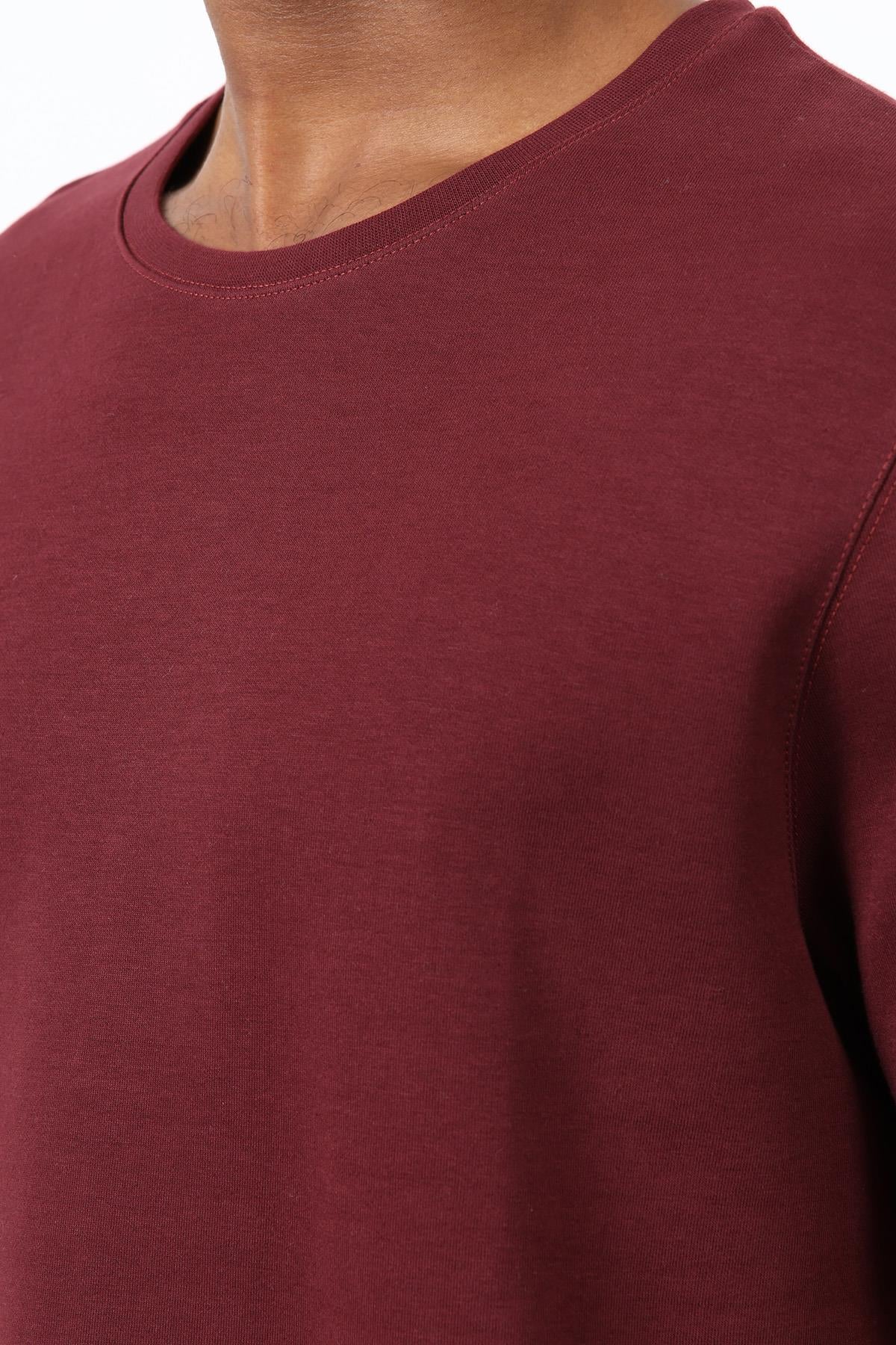 Antioch-Bordo Regular Fit Basic Erkek T Shirt-T-Shirt-4-fleurdirect.live