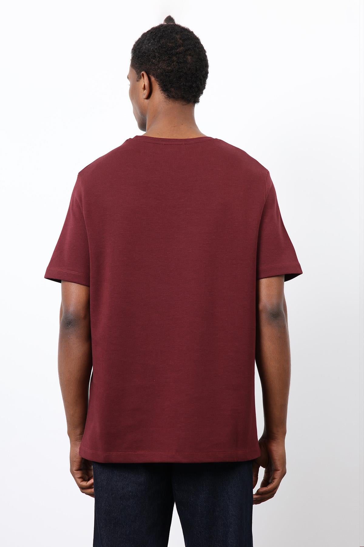 Antioch-Bordo Regular Fit Basic Erkek T Shirt-T-Shirt-5-fleurdirect.live
