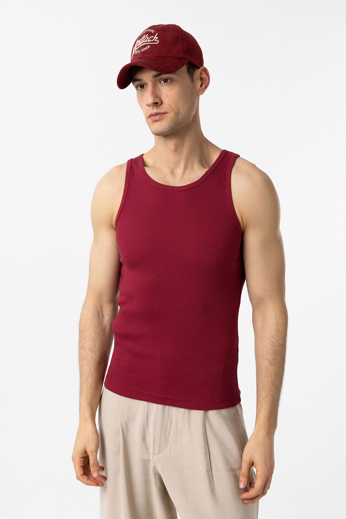 Antioch-Bordo Slim Fit Erkek Atlet-Atlet-3-fleurdirect.live
