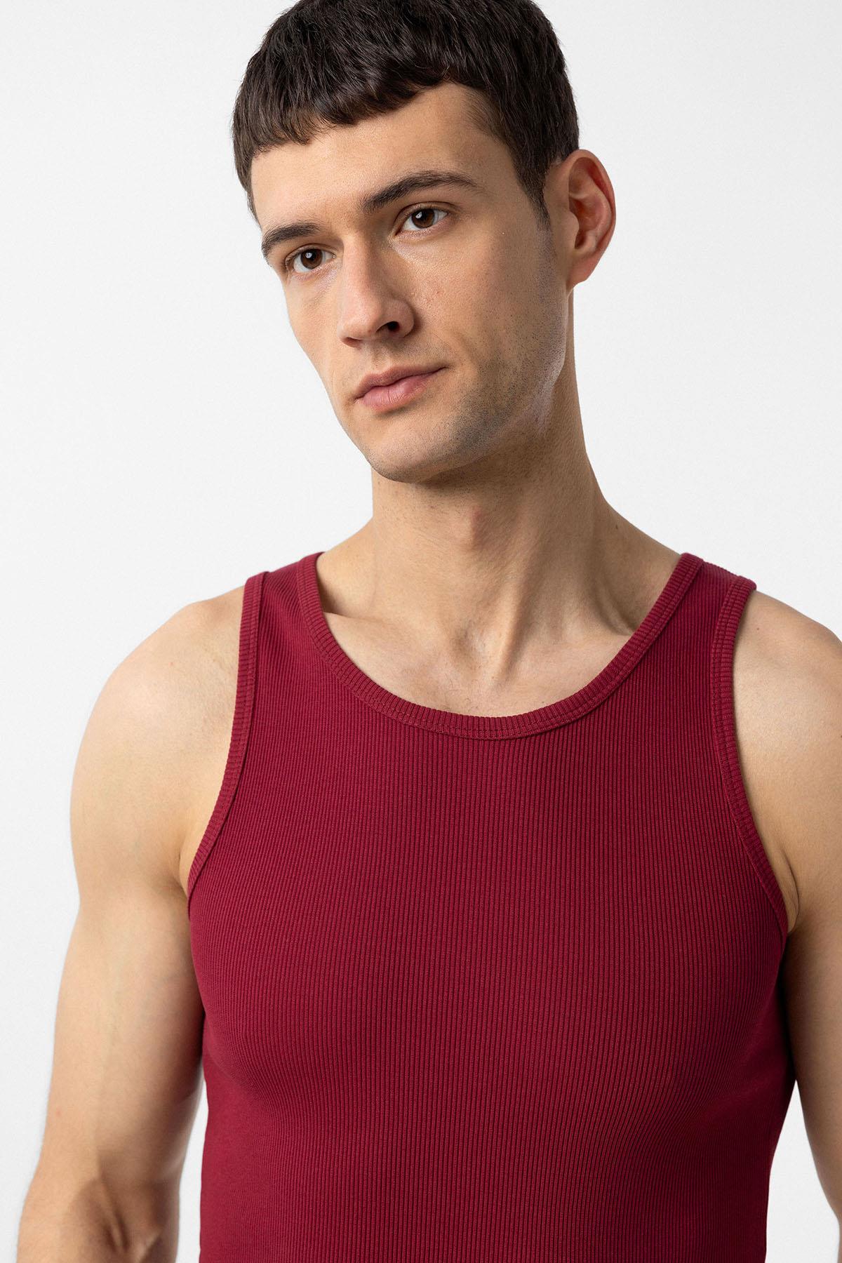 Antioch-Bordo Slim Fit Erkek Atlet-Atlet-4-fleurdirect.live
