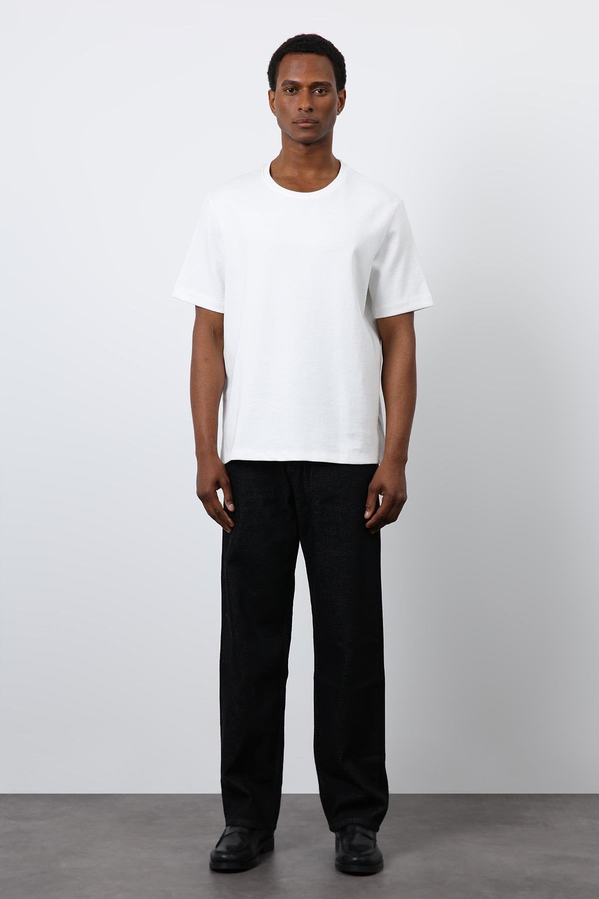 Antioch-Ekru Regular Fit Basic Erkek T Shirt-T-Shirt-1-fleurdirect.live