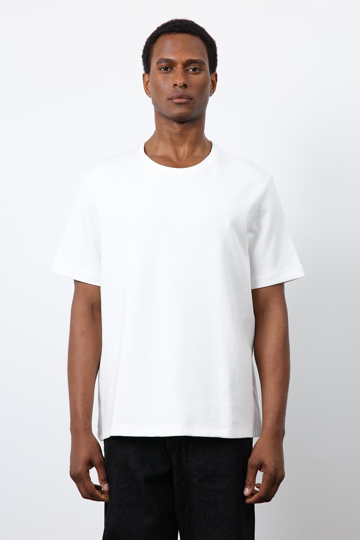 Antioch-Ekru Regular Fit Basic Erkek T Shirt-T-Shirt-2-fleurdirect.live