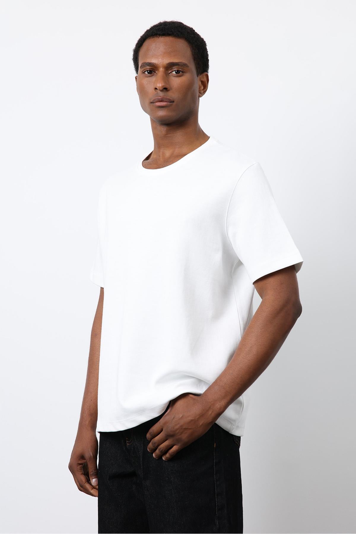 Antioch-Ekru Regular Fit Basic Erkek T Shirt-T-Shirt-3-fleurdirect.live