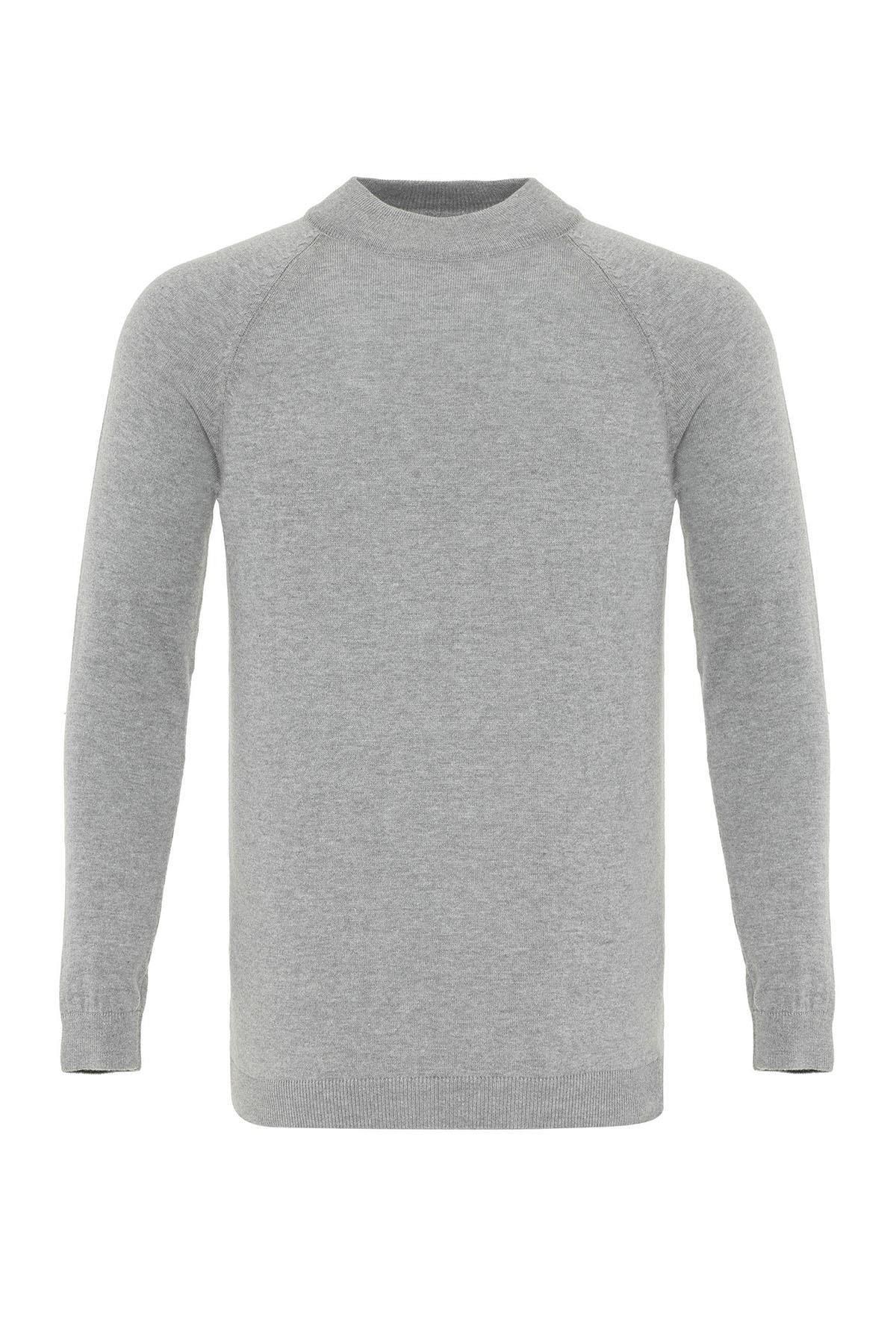 Antioch-Gri Melanj Bisiklet Yaka Slim Fit Triko Kazak-Kazak & Triko-6-fleurdirect.live