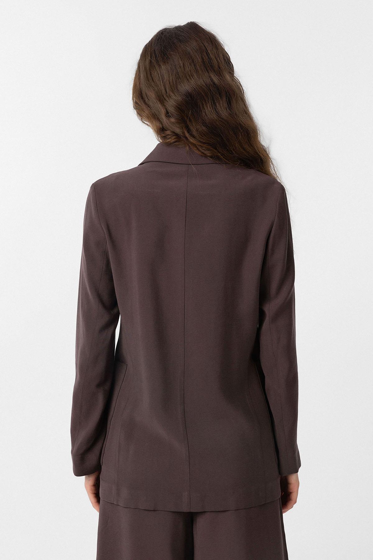 Antioch-Kahve Kruvaze Kadın Blazer Ceket-Blazer Ceket-5-fleurdirect.live