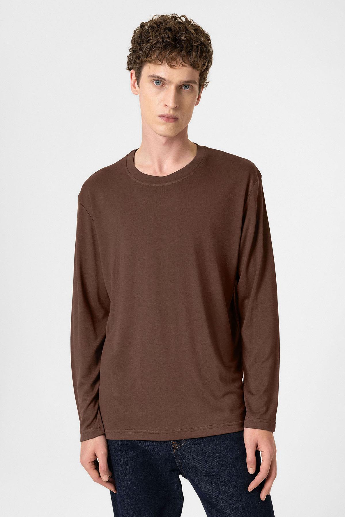 Antioch-Kahve Relaxed Fit Basic Erkek T Shirt-T-Shirts-3-fleurdirect.live