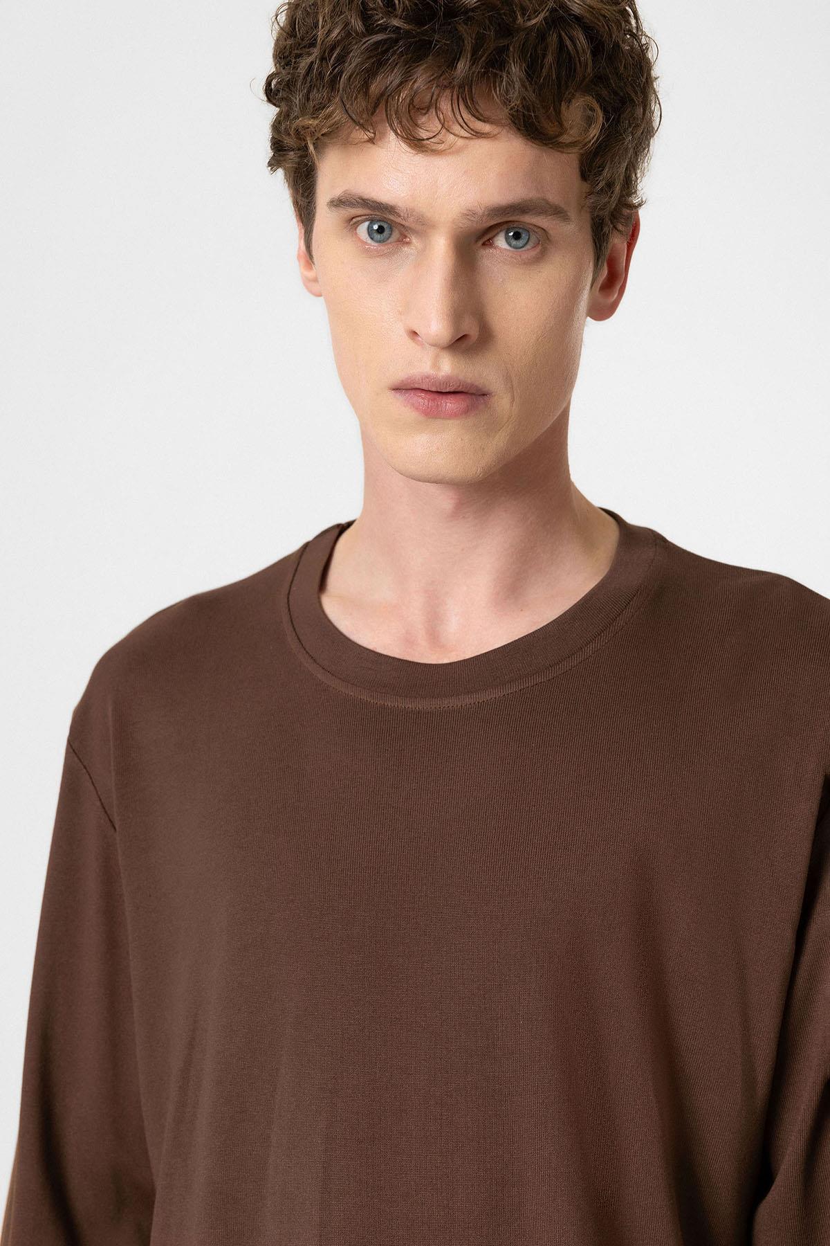 Antioch-Kahve Relaxed Fit Basic Erkek T Shirt-T-Shirts-4-fleurdirect.live