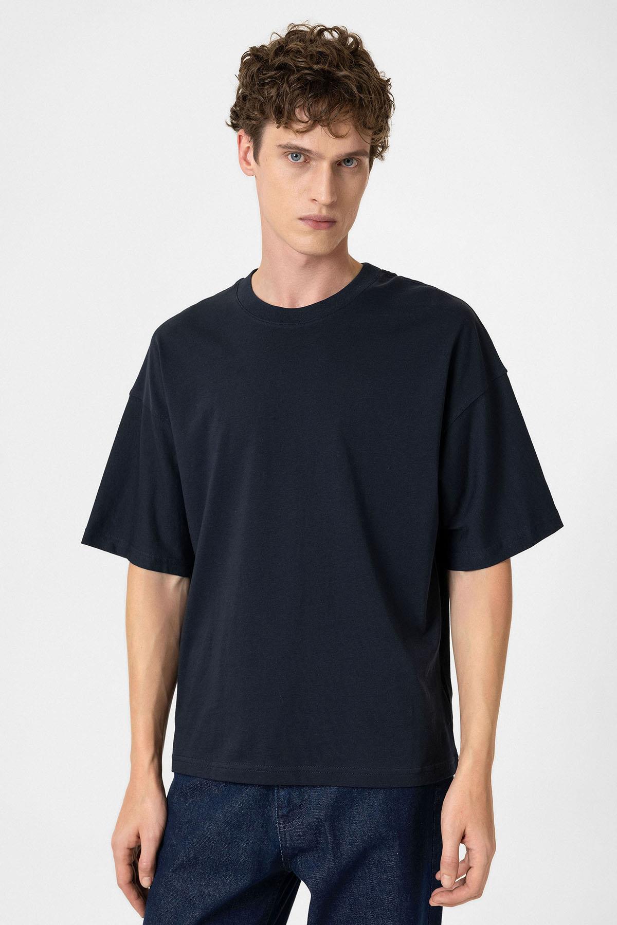 Antioch-Lacivert Crop Fit Erkek T Shirt-T-Shirts-1-fleurdirect.live