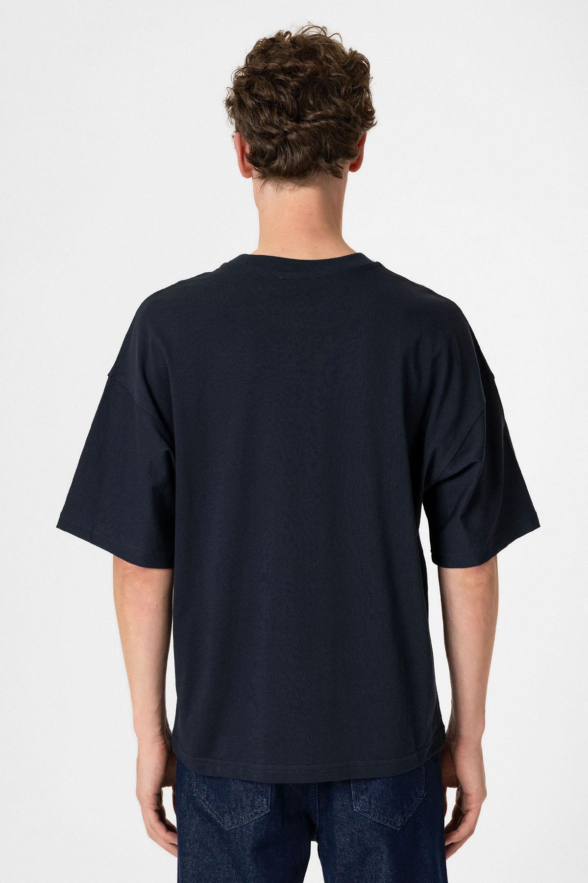 Antioch-Lacivert Crop Fit Erkek T Shirt-T-Shirts-5-fleurdirect.live