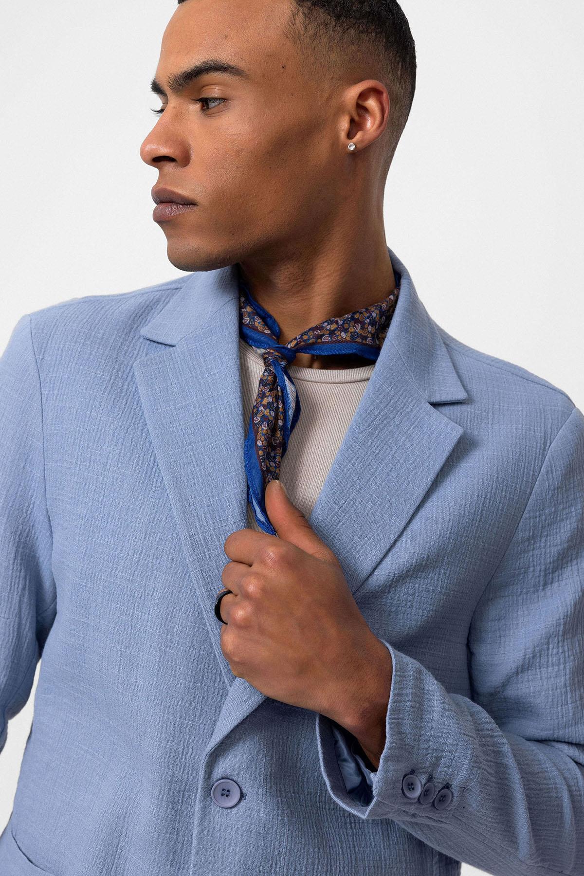 Antioch-Mavi Astarsız Torba Cepli Erkek Blazer Ceket-Blazer Ceket-5-fleurdirect.live