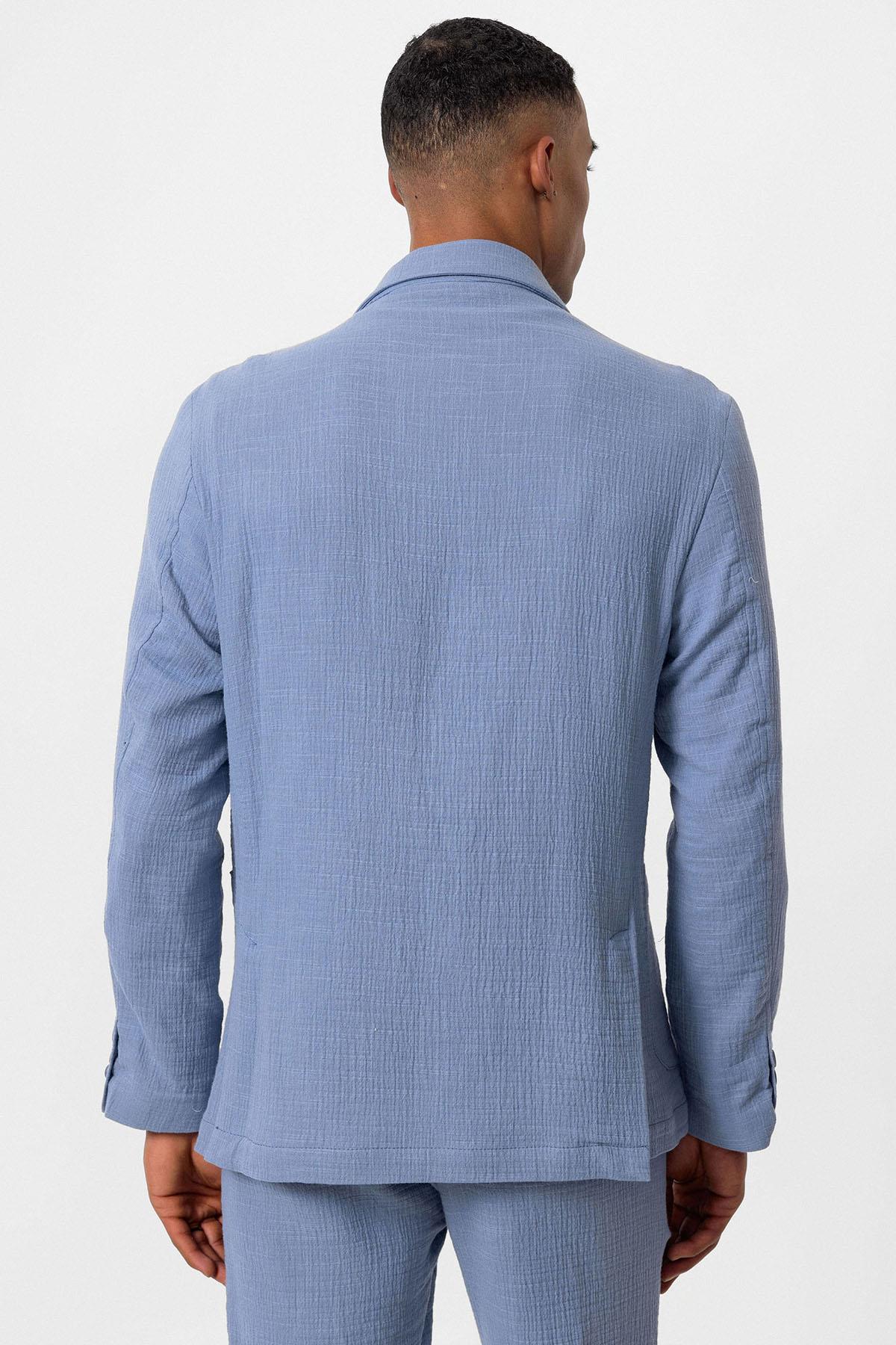 Antioch-Mavi Astarsız Torba Cepli Erkek Blazer Ceket-Blazer Ceket-6-fleurdirect.live