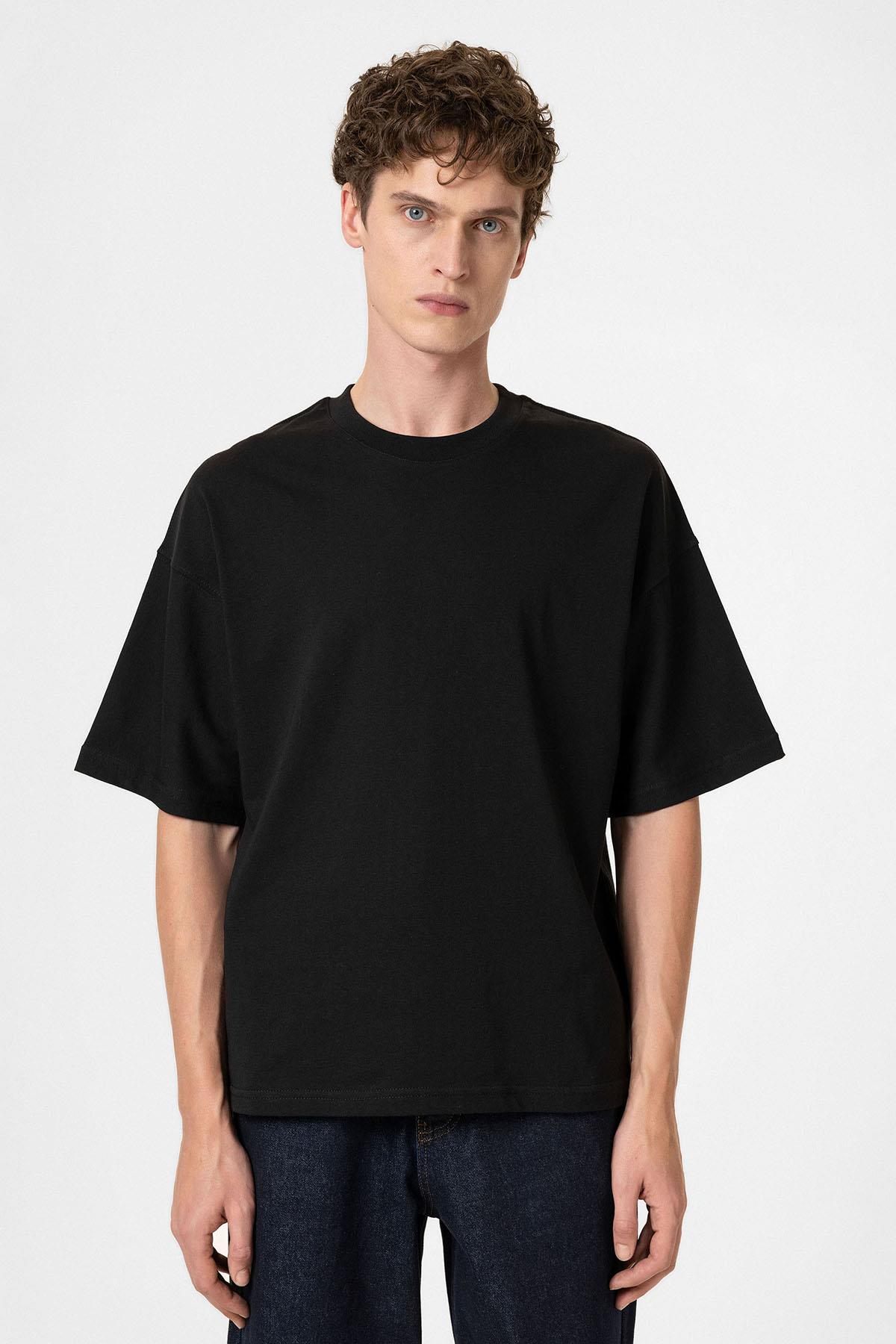 Antioch-Siyah Crop Fit Erkek T Shirt-T-Shirts-1-fleurdirect.live