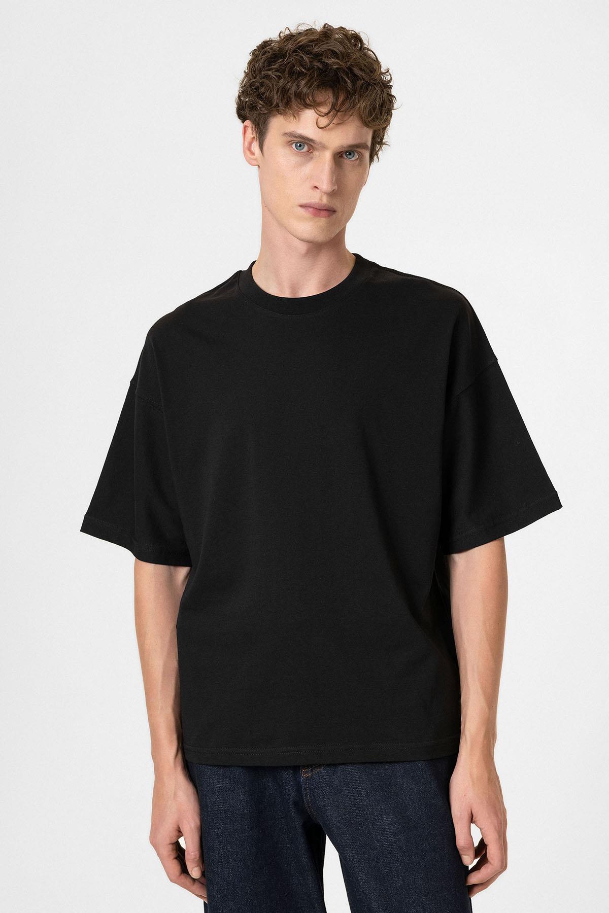 Antioch-Siyah Crop Fit Erkek T Shirt-T-Shirts-2-fleurdirect.live