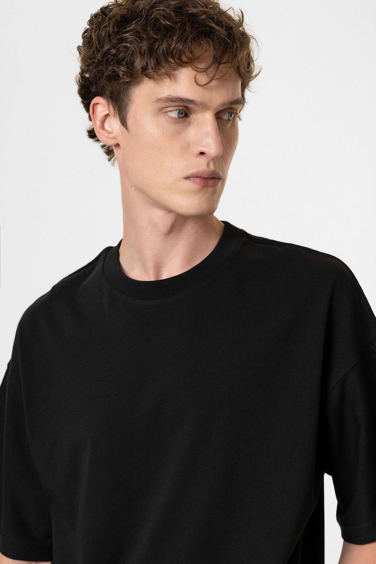 Antioch-Siyah Crop Fit Erkek T Shirt-T-Shirts-4-fleurdirect.live