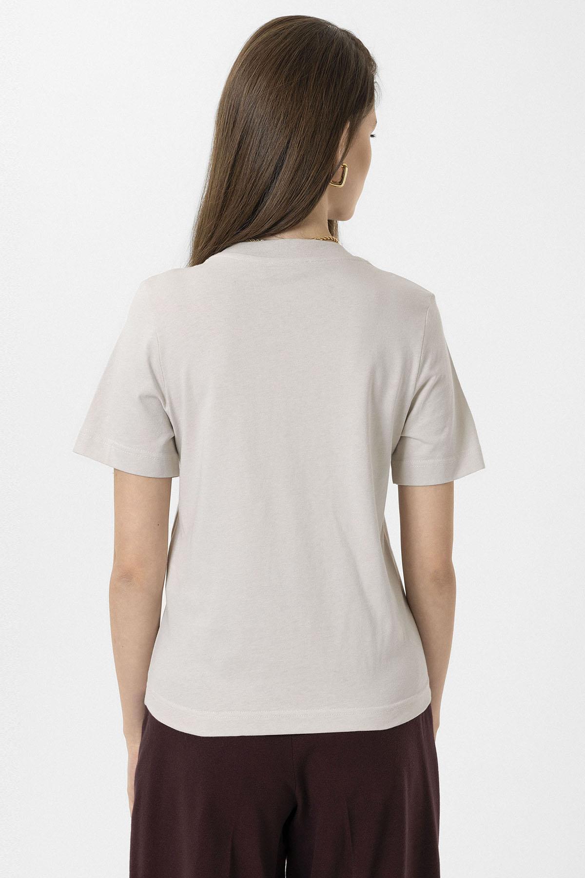 Antioch-Taş Kadın Bisiklet Yaka Basic T Shirt-T-Shirts-5-fleurdirect.live