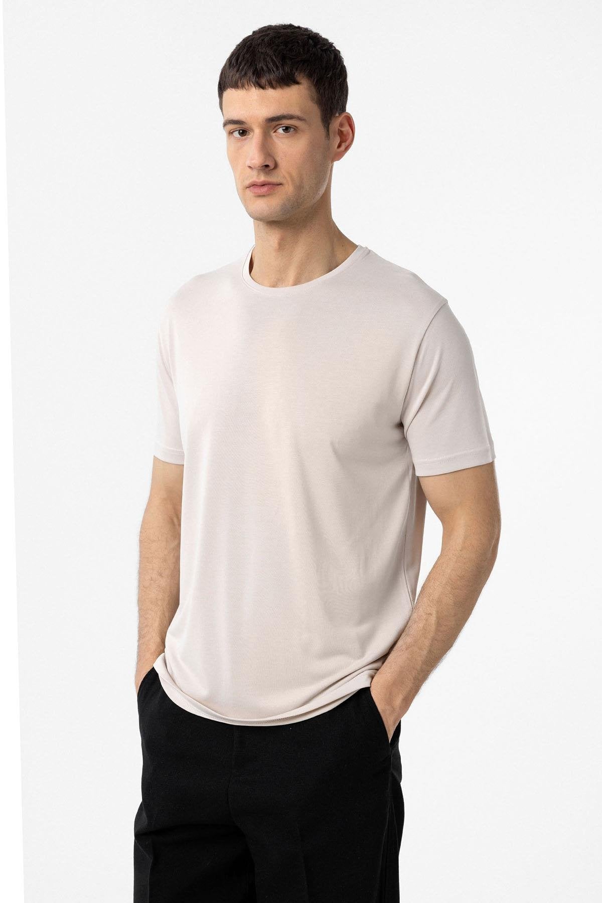 Antioch-Taş Regular Fit Modal Teknik Kumaş Erkek T Shirt-T-Shirts-1-fleurdirect.live