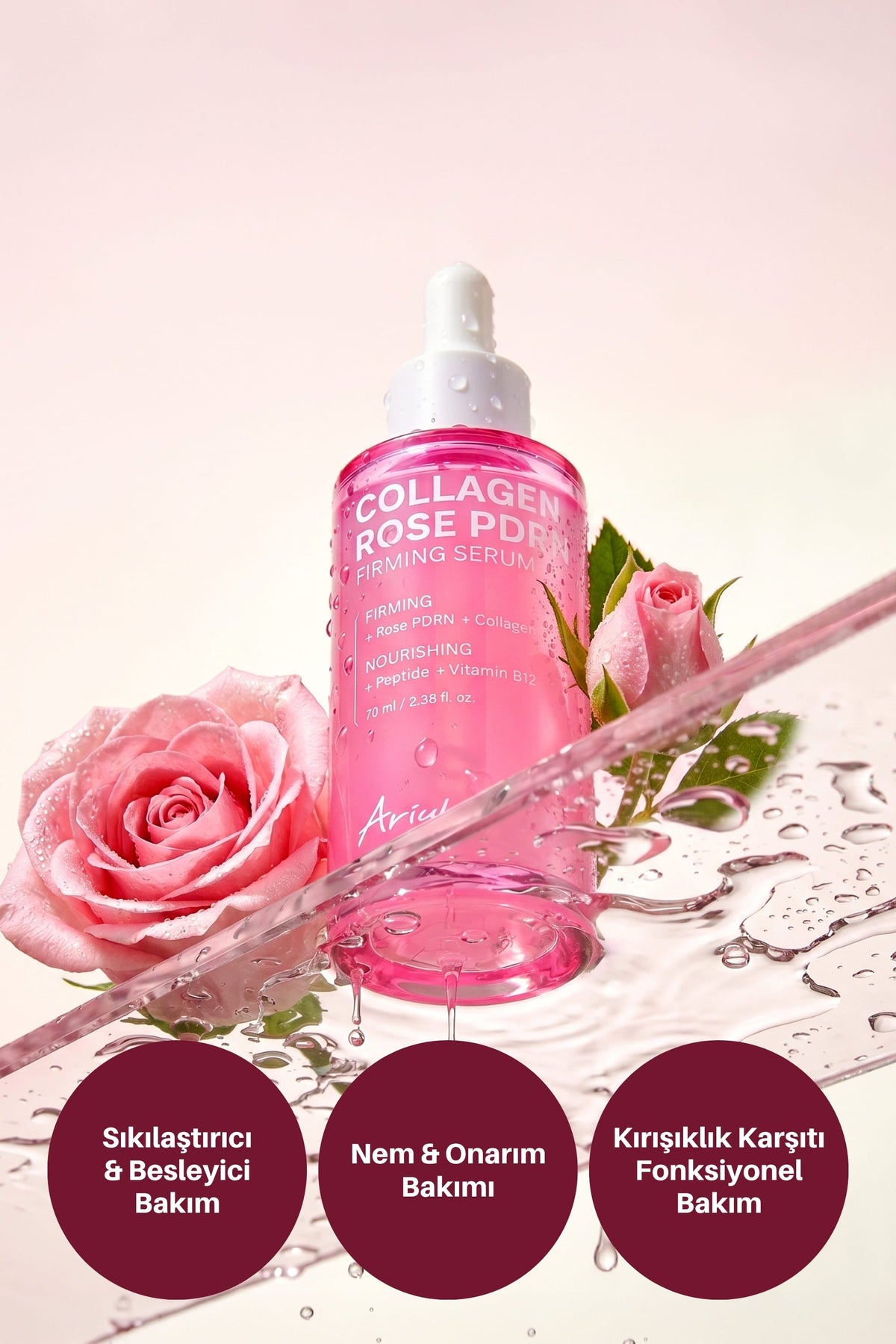 Ariul Collagen Rose Pdrn Firming Serum 70Ml - Gül Pdrn & Kolajen Sıkılaştırıcı Serum