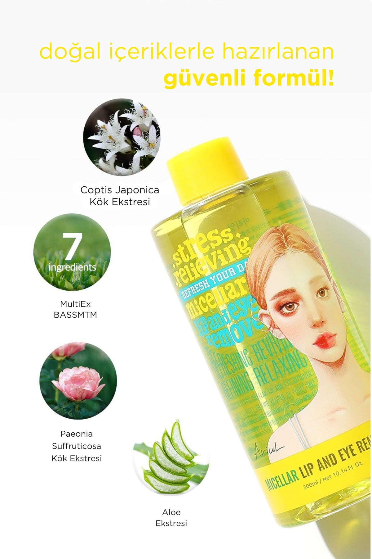 Ariul Stress Relieving Micellar Lip And Eye Remover 300Ml - 7:3 Micellar Makyaj Temizleme Suyu & Temizleme Yağı