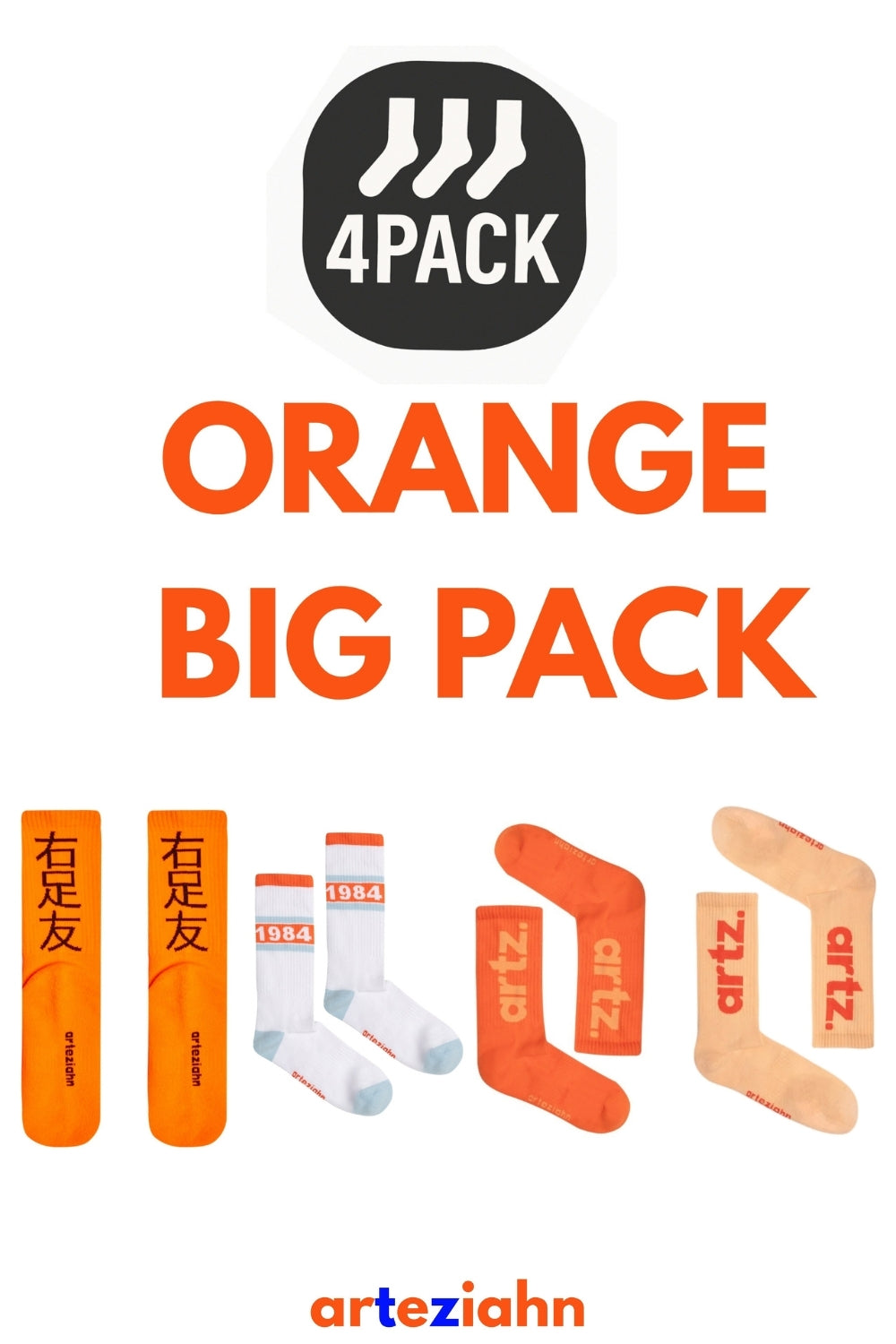 Orange Big 4pack Unisex Lifestyle 4'lü Spor Çorap Seti - 0