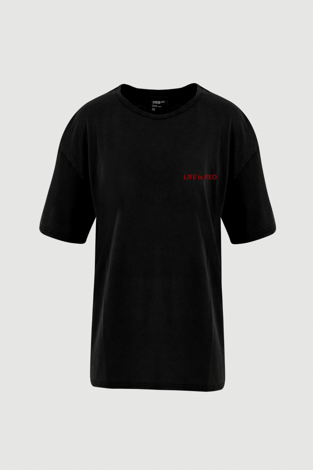 Assemblage Studios-Life İs Red T-shirt-T-Shirts-1-fleurdirect.live