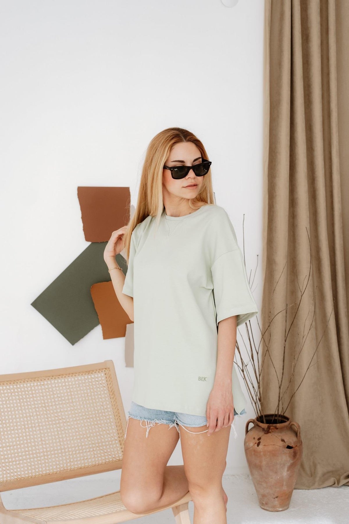 Babybek-Premium Kadın Oversize Su Yeşili T Shirt-T-Shirts-1-fleurdirect.live