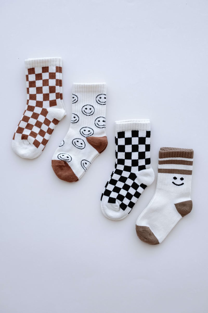 Babybek-Smiley Chess Premium 4'lü Çorap Seti-Çorap-4-fleurdirect.live