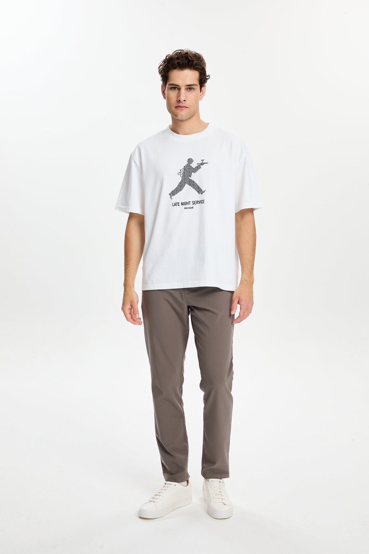 Beyaz Late Night Baskılı T-Shirt