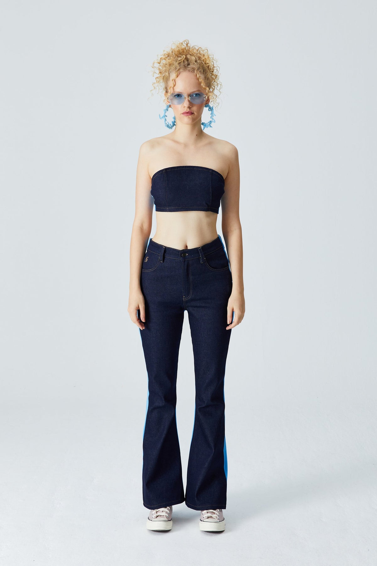 Denim Flare Pantolon - Lacivert/Mavi