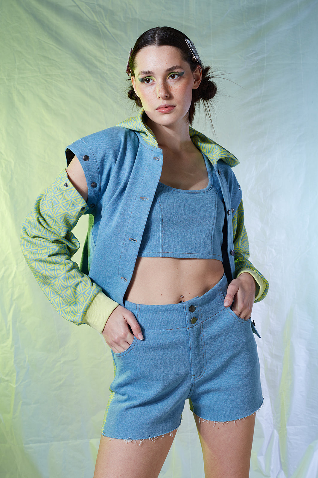 Denim Ceket - Yeşil/Sarı