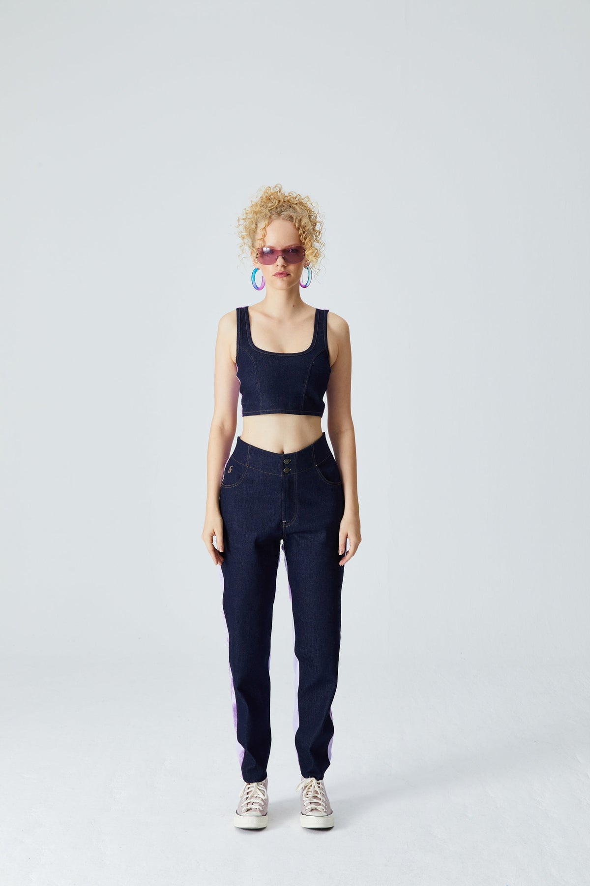 Denim Tank Top - Lacivert/Mor