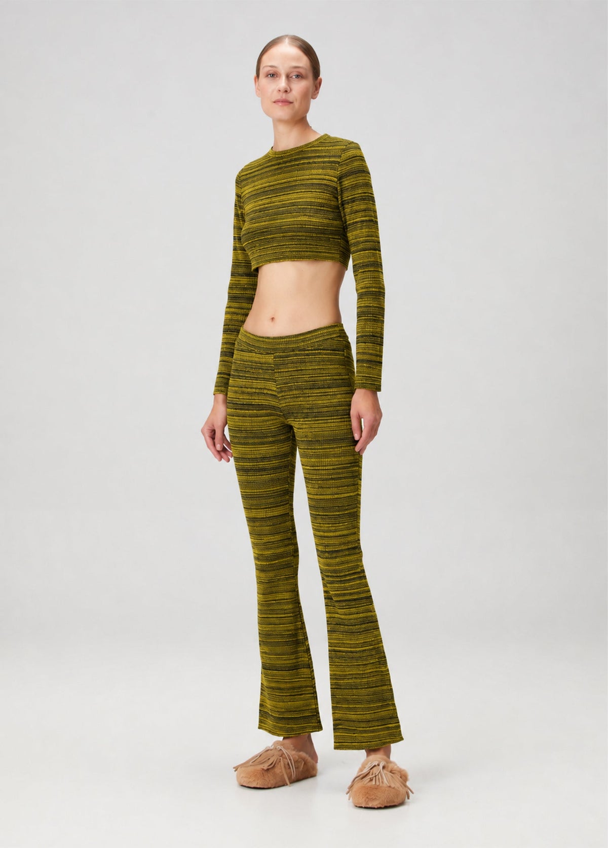 Knit Crop Top - Sarı/Siyah