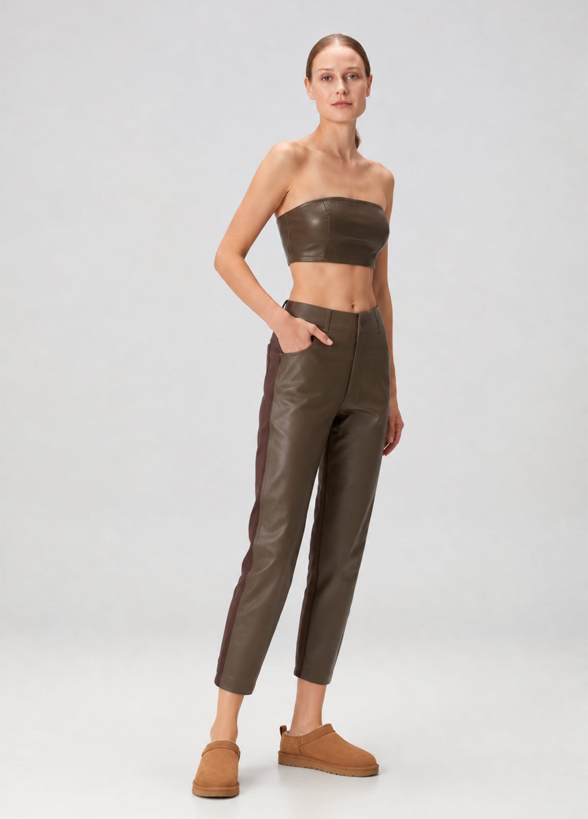 Vegan Deri Bralet - Kahverengi