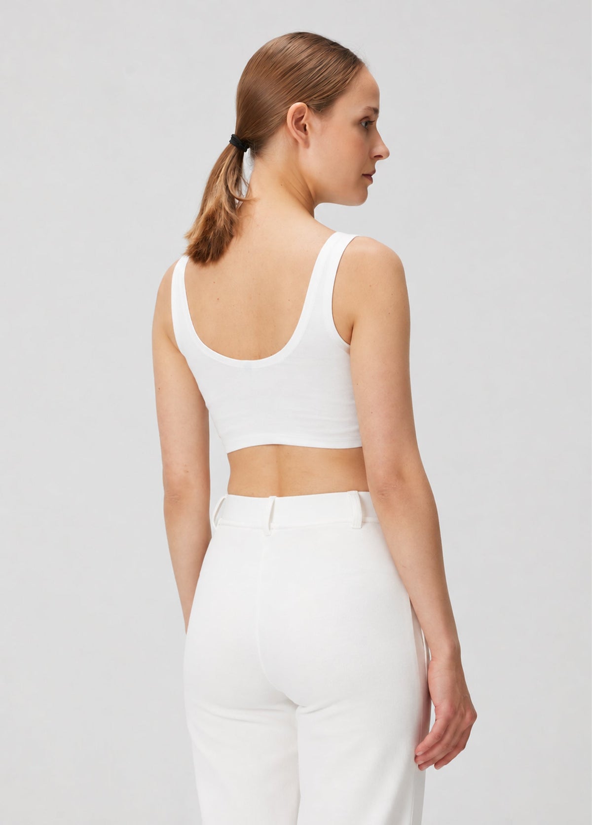 Vegan Deri Tank Top - Beyaz