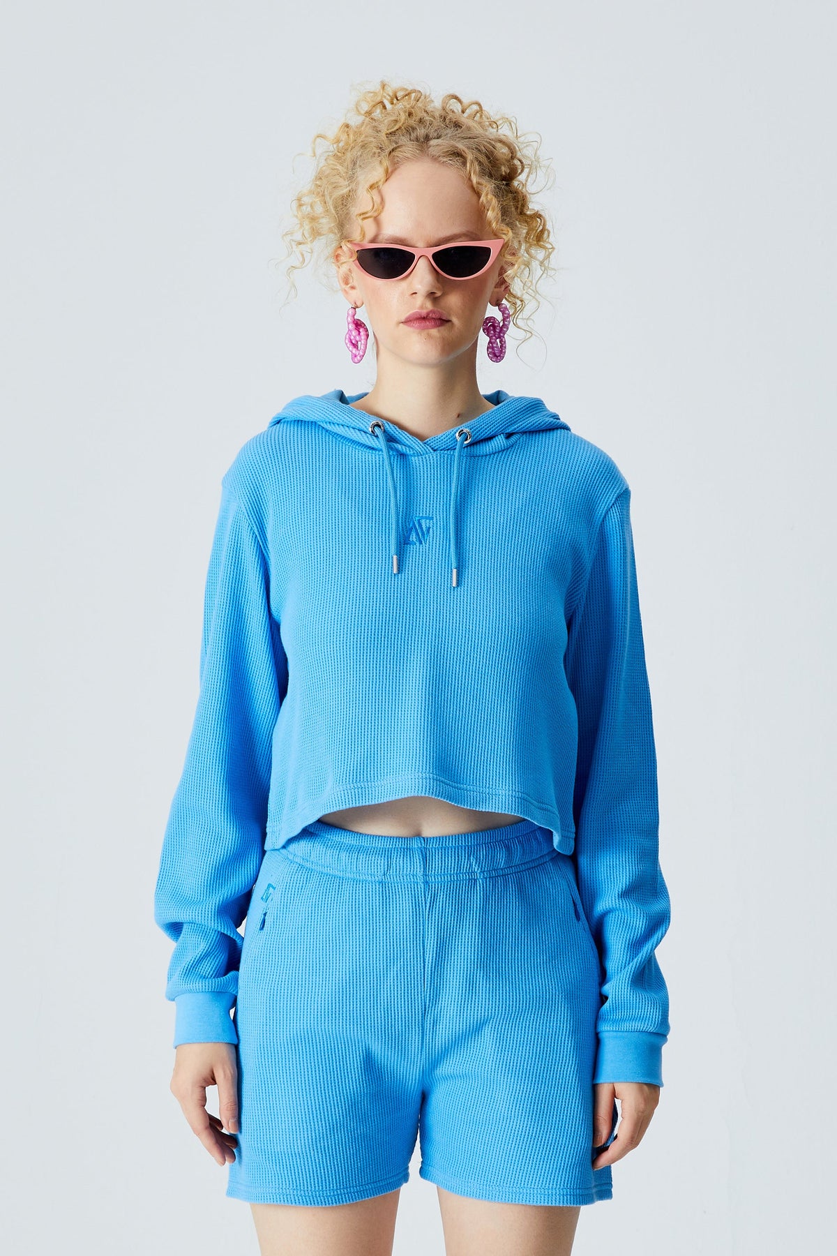 Waffle Crop Sweatshirt - Mavi