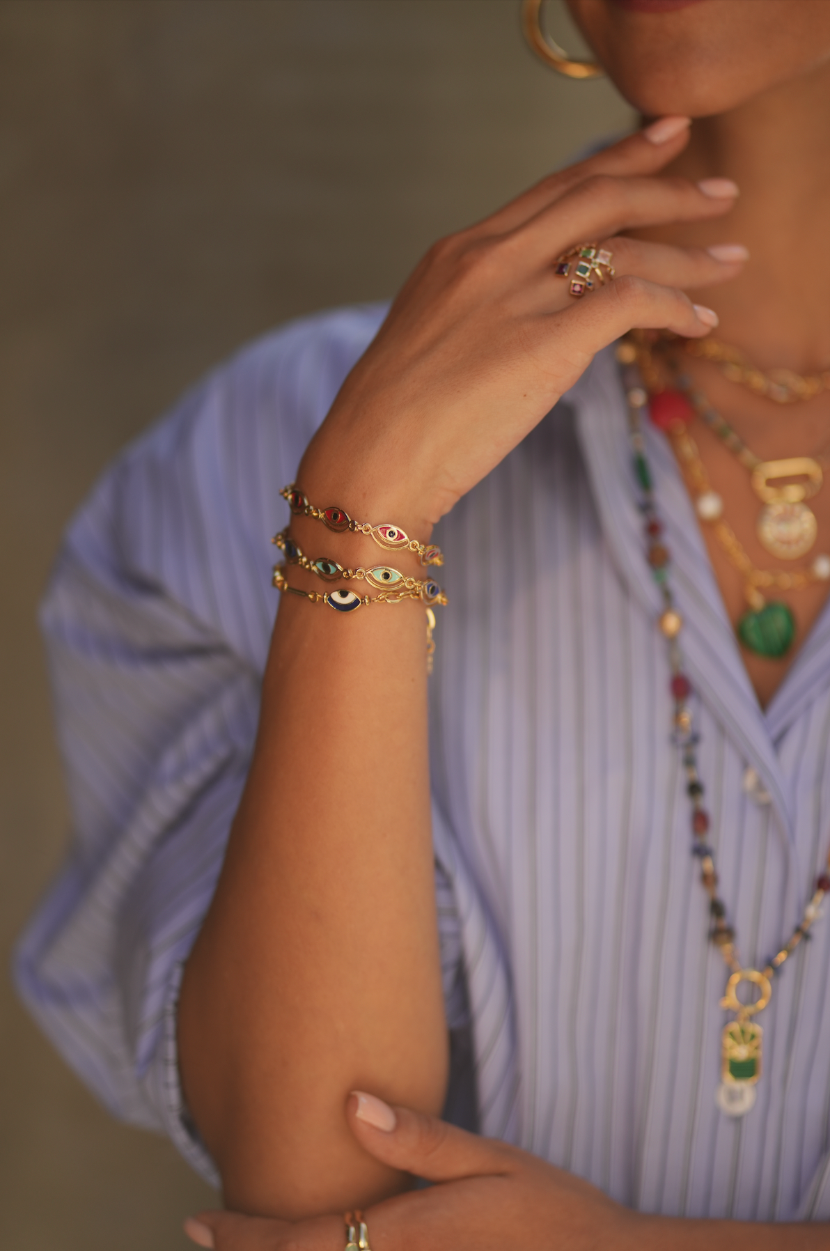 Berrin Özkan-Cleopatra Red Evil Eye Bracelet-Bileklik-2-fleurdirect.live