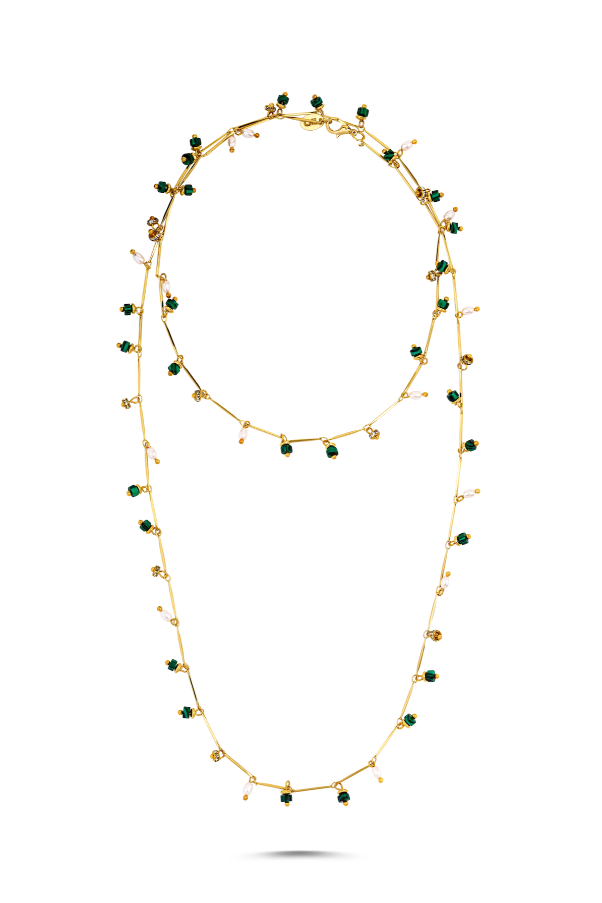 Berrin Özkan-Dancing Disco Malachite Sparkle Long Necklace-Kolye-1-fleurdirect.live