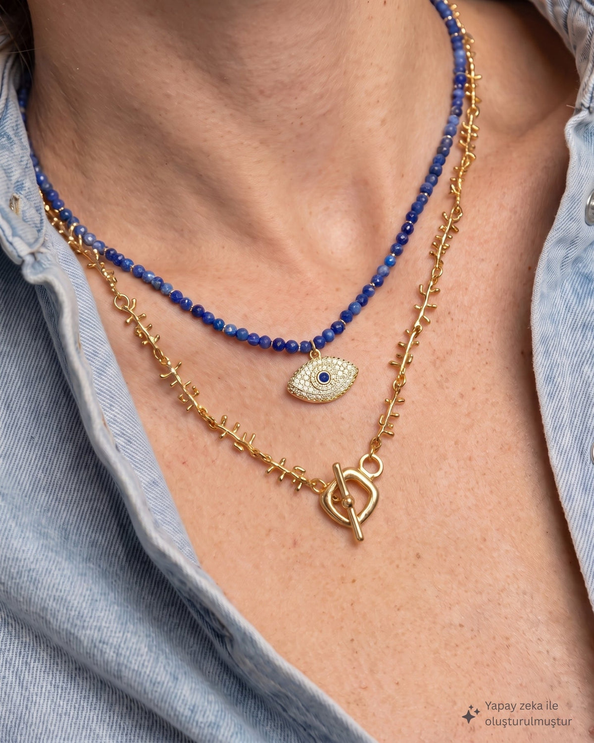 Lapis Gaze Evil Eye Necklace